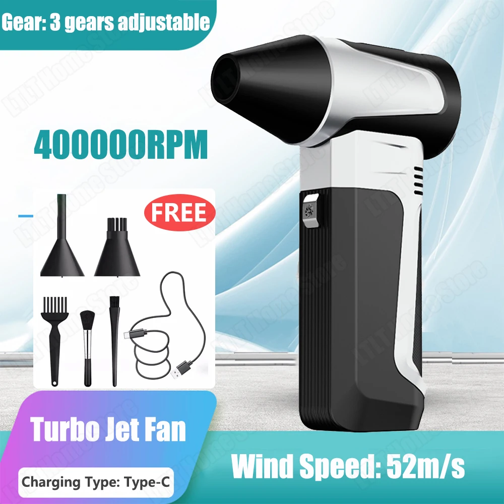 

Turbo Jet Blower 400000RPM Powerful Air Blower Brushless Motor Snow Removal Fan Blow Suction Dust Blower Car Dryer with lighting