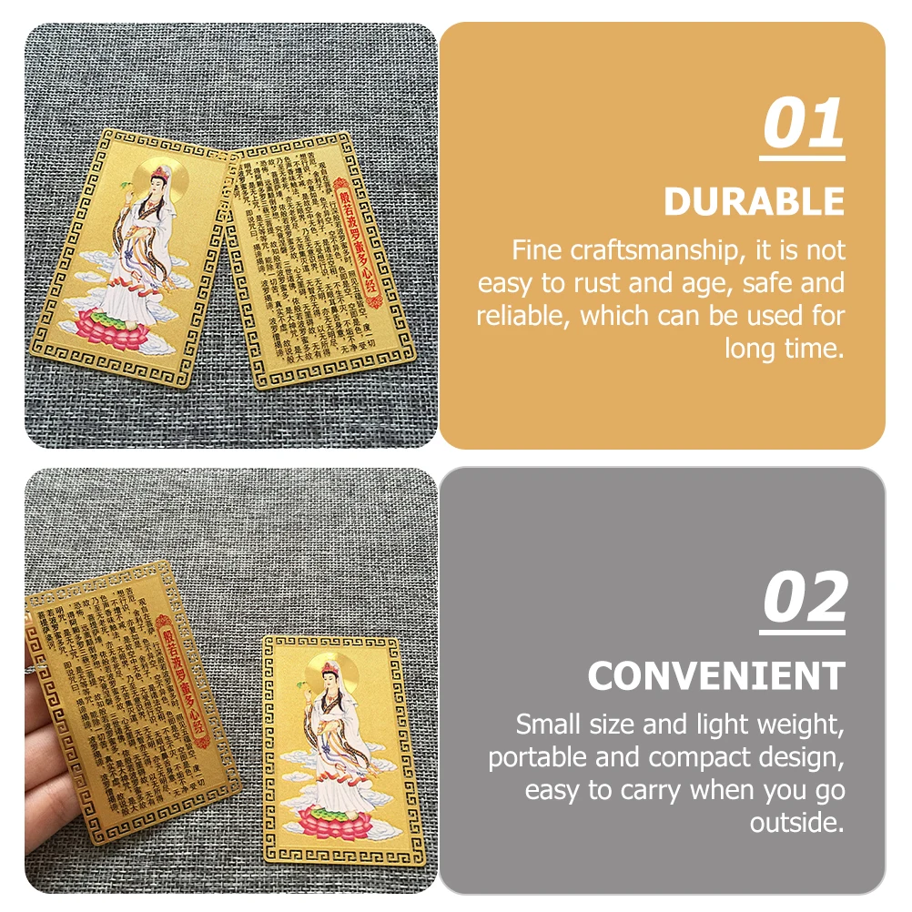 Portable Guanyin Chinese Amulet Small Size Lightweight Buddhist Kwan Yin Fengshui Protection Success Blessing Card