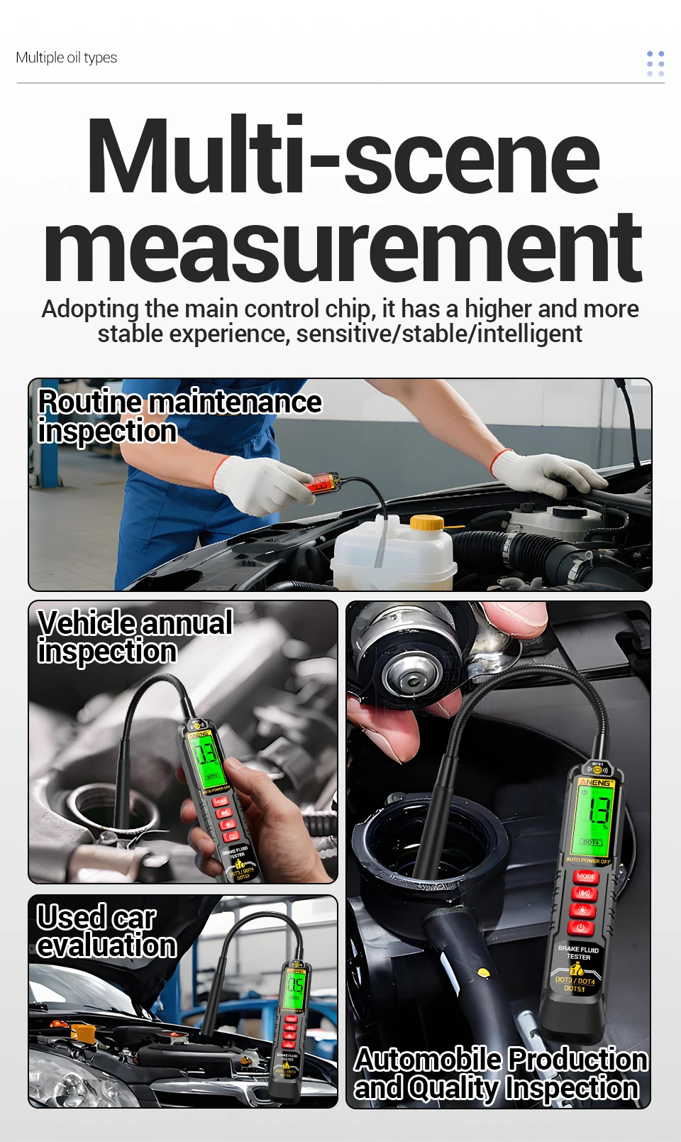 ANENG BF01 Bremsflüssigkeitstester Handgerät mit Digitalanzeige Akustischer/Sichtbarer Alarm Test RT01 Auto Digitales Relais-Detektionskit – Detail 2