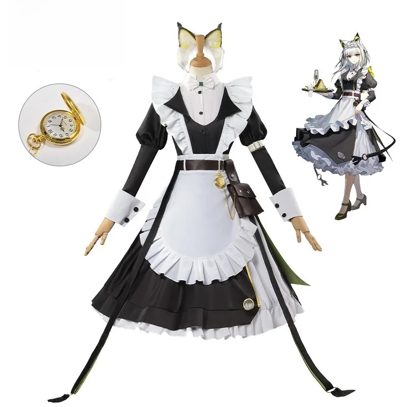 لعبة فرسان Kal'tsit أزياء تنكرية AMa-10 فستان خادمة موحد أذن شعر مستعار بدلة نسائية للهالوين كرنفال ملابس لعب الأدوار #2