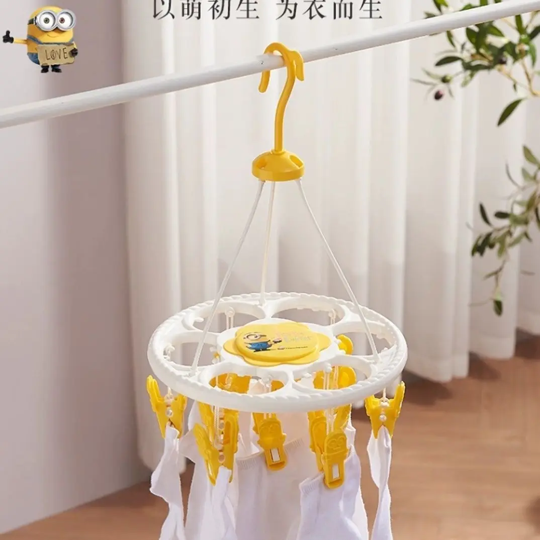 Minions cartoon cute round clothes hanger kawaii underwear socks multifunctional drying clips anime merchandise wholesale view 5