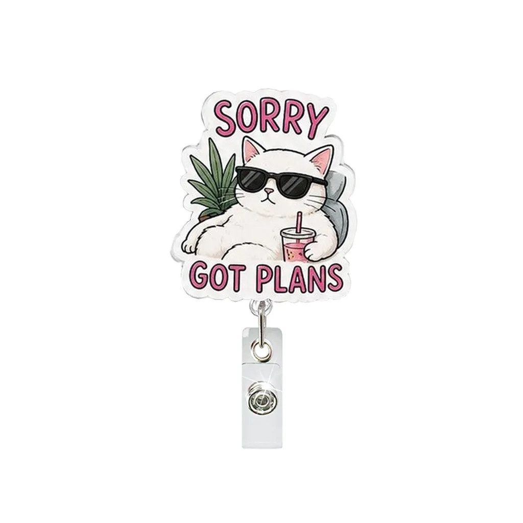 Cute Badge Holder Adorable Acrylic Badge Reel Metal Alligator Clip Themed Id Name Badge Holder For Exhibition Office Hospital