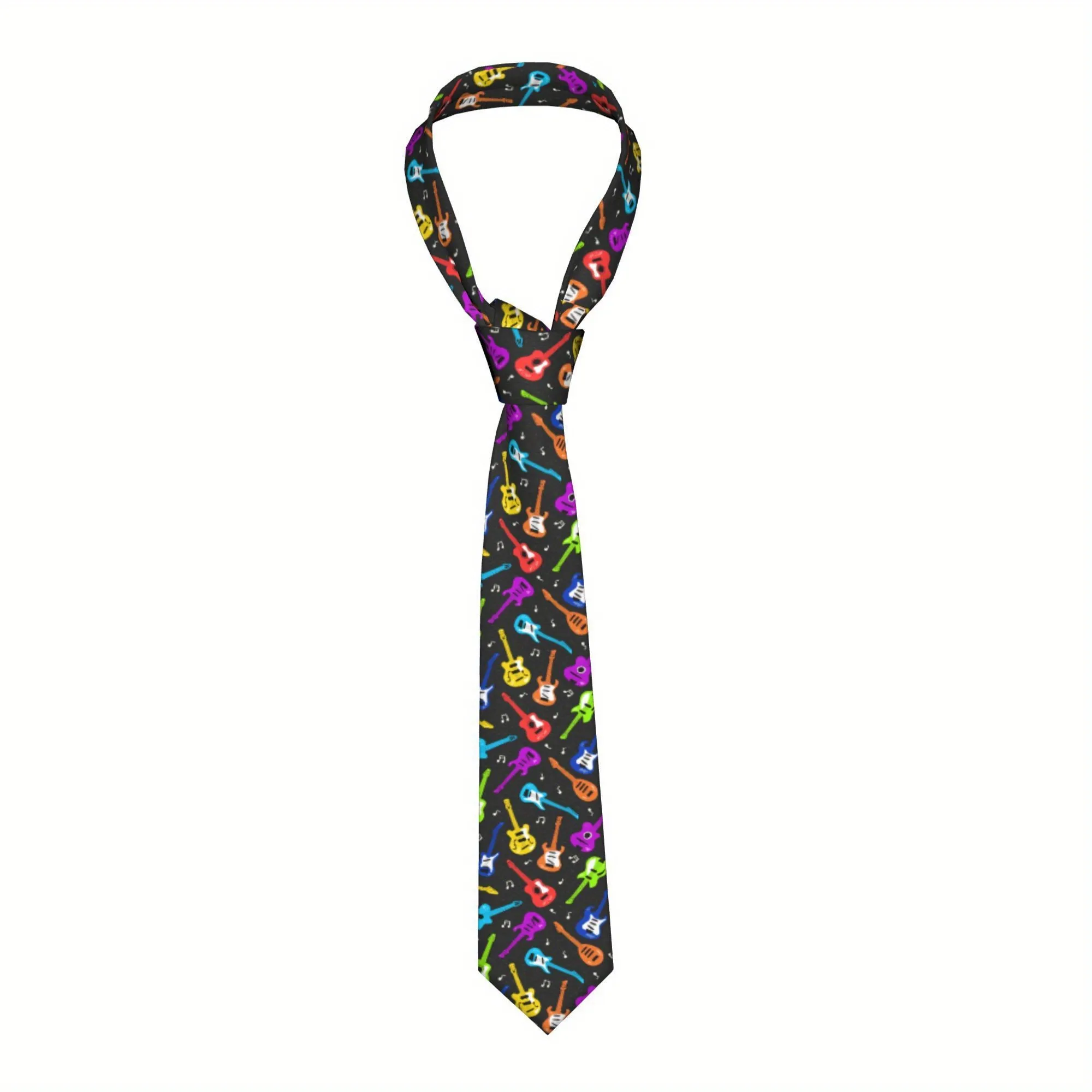 Men'S Necktie Featuring a Guitar Design in a Cartoon Style Ideal for Parties And Casual Outfits a Festive Fashion