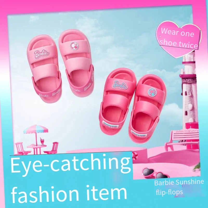 Miniso Barbies Daylight Shining Series Slippers Cartoon Home Anime Heightening Kawaii Cute Outer Wear Girls Sandals Home Shoe