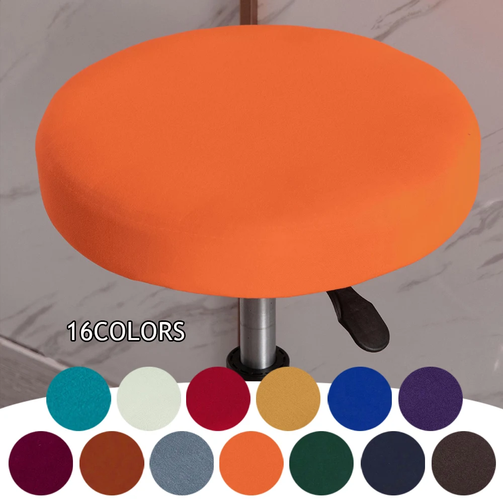 Round Chair Cover Bar Stool Cover Elastic Thickened Dining Chair Cover Solid Color Home Chair Slipcover Stretchable 40-50cm