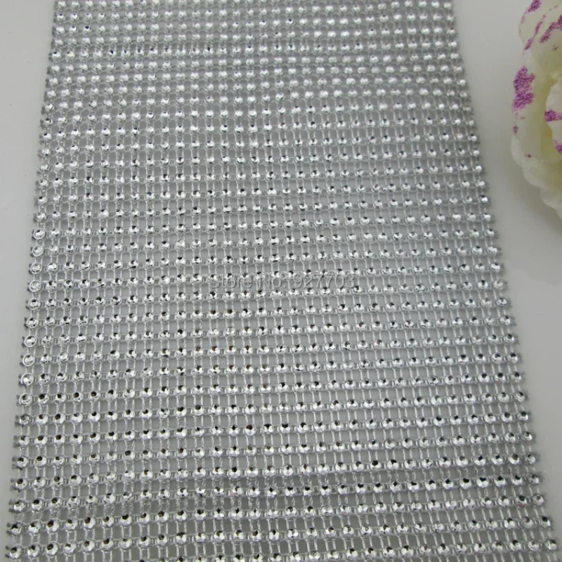 1 Yard 30 Row Color Sparkle Rhinestone Crystal Diamond Mesh Wrap Roll Ribbon