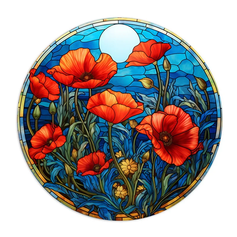 

4PCS Acrylic Disc Pendant With Chain European Retro Pendant Colorful Flower Women's Pendant Accessories