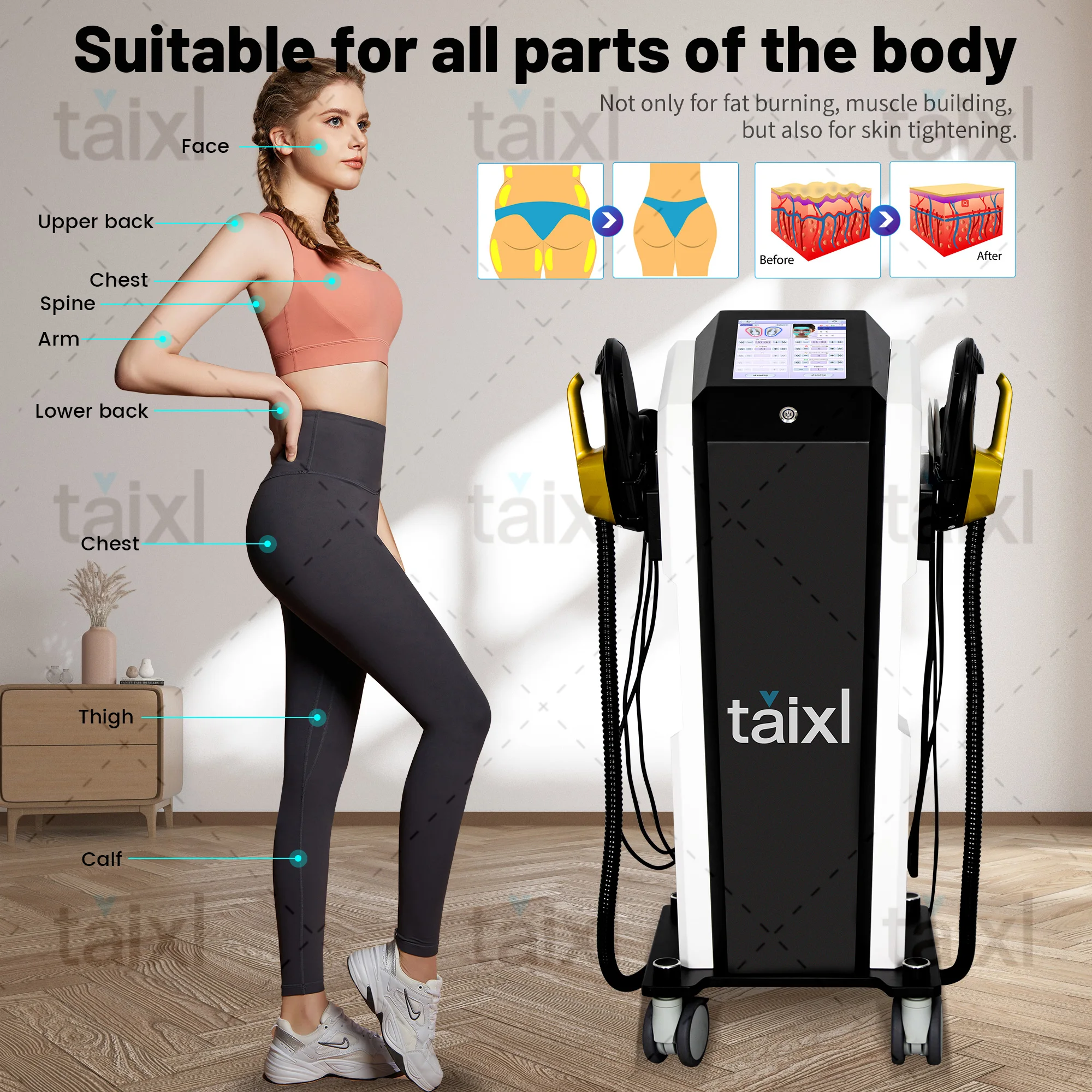 

TAIXL15Tesla 6500w RF face lifting Nova Fat Burning Muscle EMS body Sculpting Electromagnetic Stimulate Sculpt 2 in1 Machine