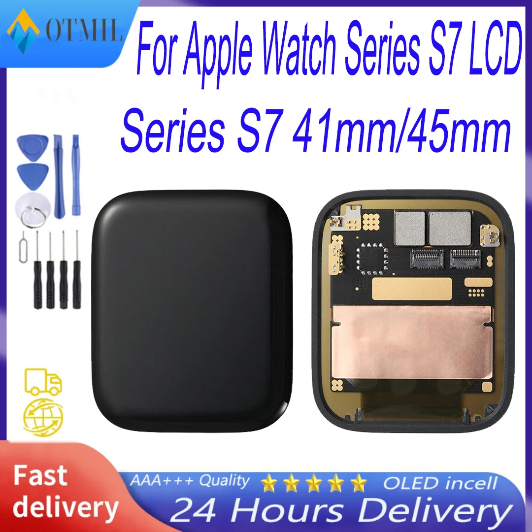 

AMOLED для Apple Watch Series 7 LCD A2475, A2476, A2477, A2478 дисплей сенсорный экран дигитайзер для iWatch S7 LCD 41 мм 45 мм