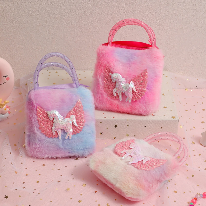 Children Messenger Bags Cartoon Unicorn Bags for Girl Shoulder Bag Cute  Crossbody Bag Plush Handbag for Women Сумка Женская Sac