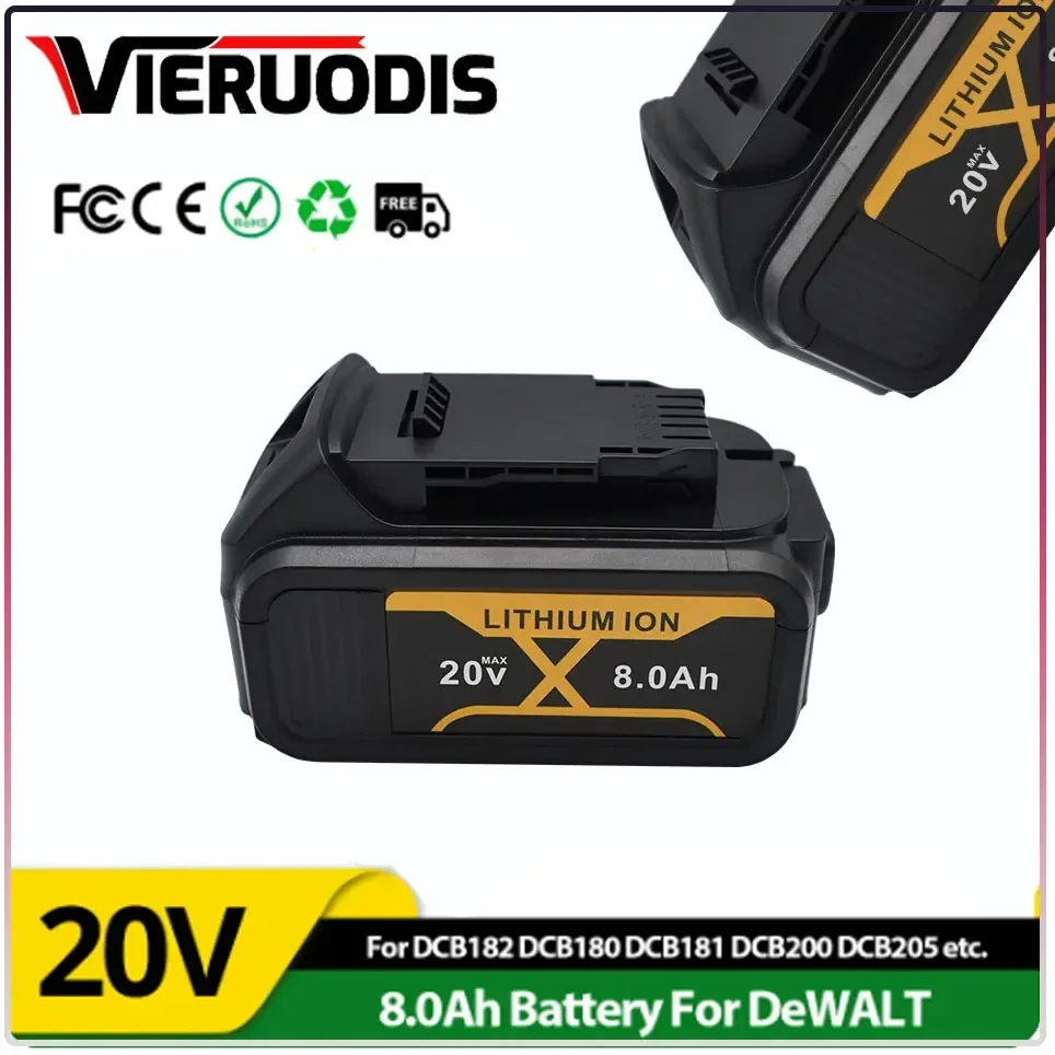 

For Dewalt 20V 8000mAh Lithium Replacement Battery DCB184 DCB200 DCB182 DCB180 DCB181 DCB182 DCB201 DCB206