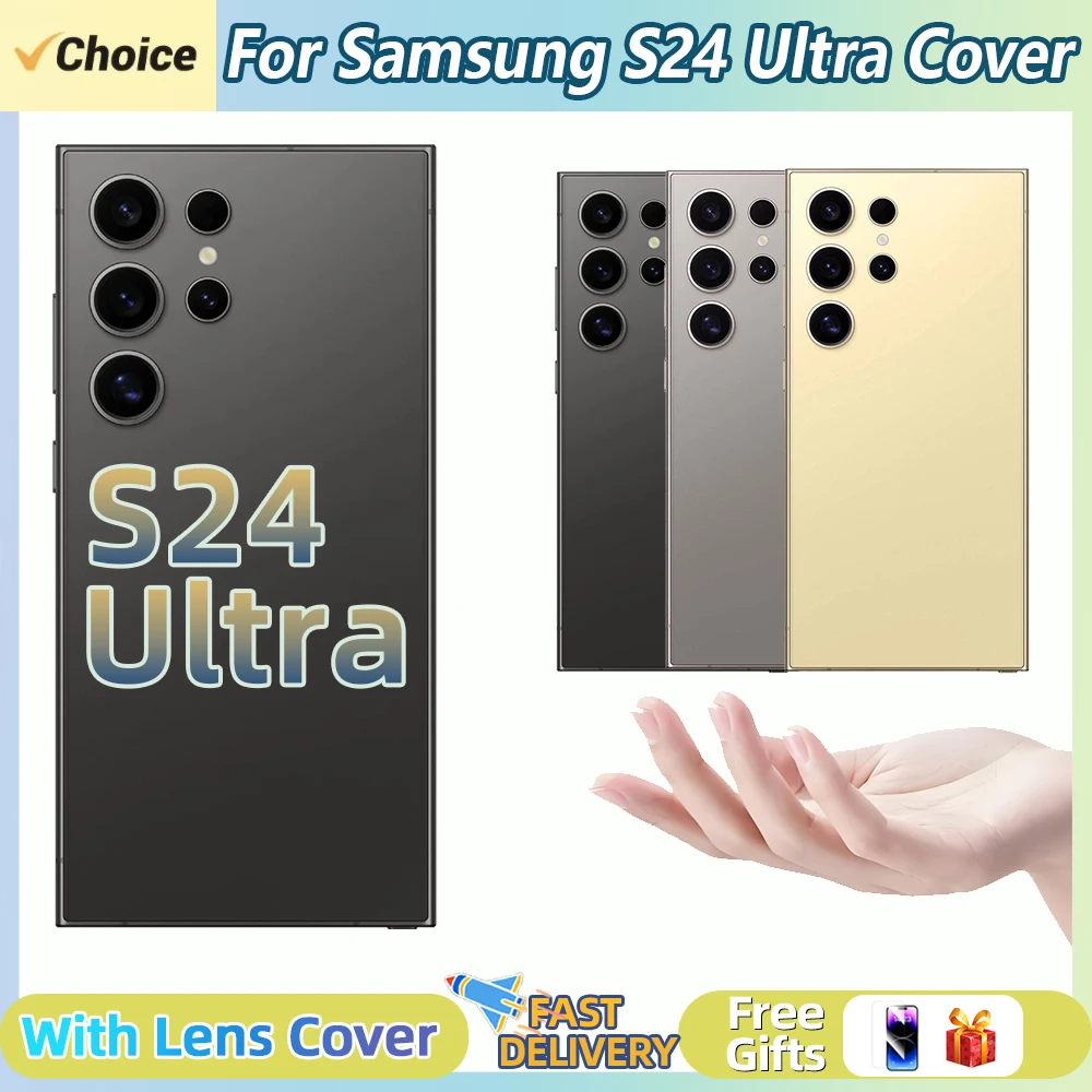 Image of Für Samsung Galaxy S24 Ultra/S24U Akku-Rückabdeckung 3D-Glaspanel Rückseitige Gehäuseabdeckung Kameralinse Ersatz