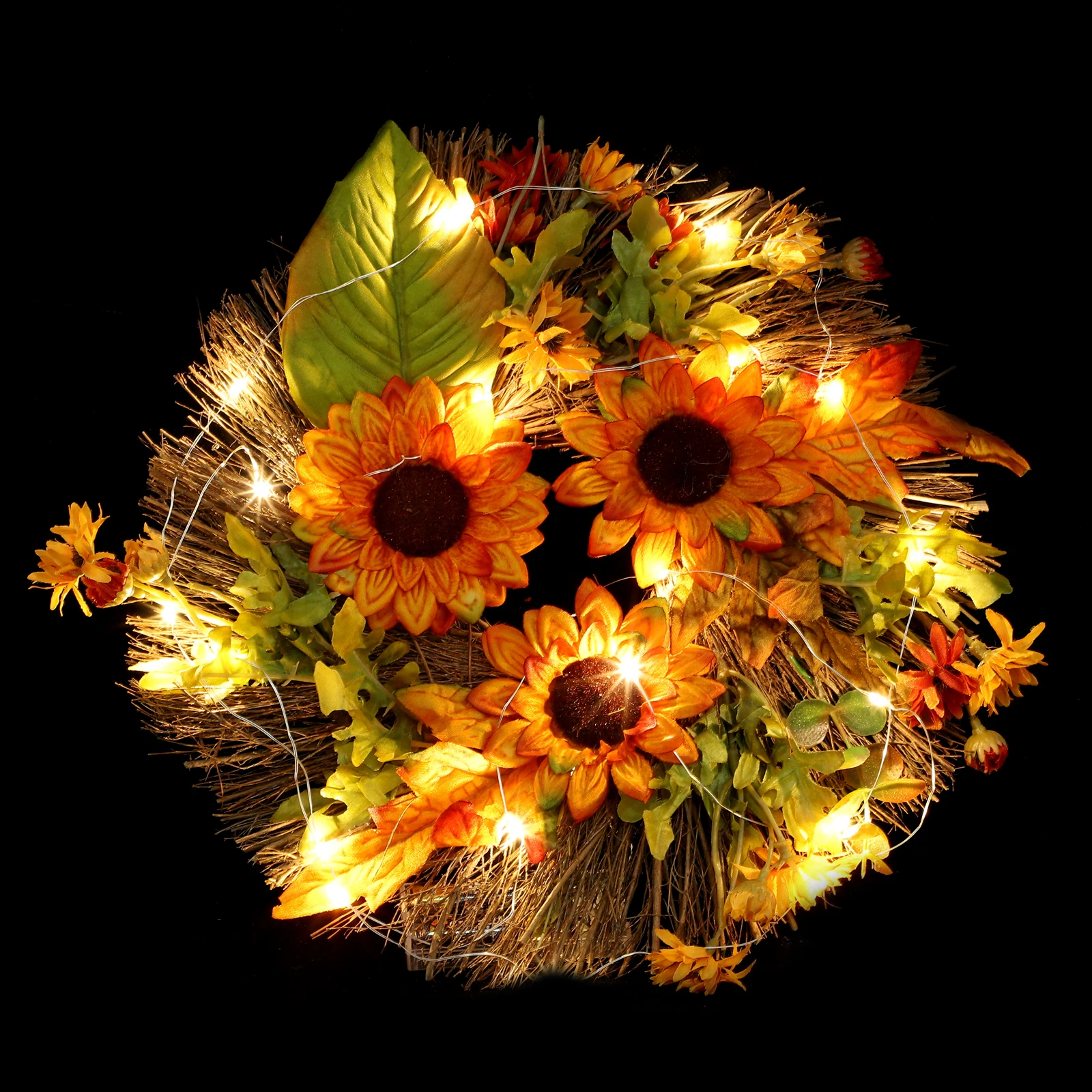 

Artificial Wreath Home Decor Lightweight Sunflower Glowing Hanging Living Room Bedroom Door Scene Decorative nament