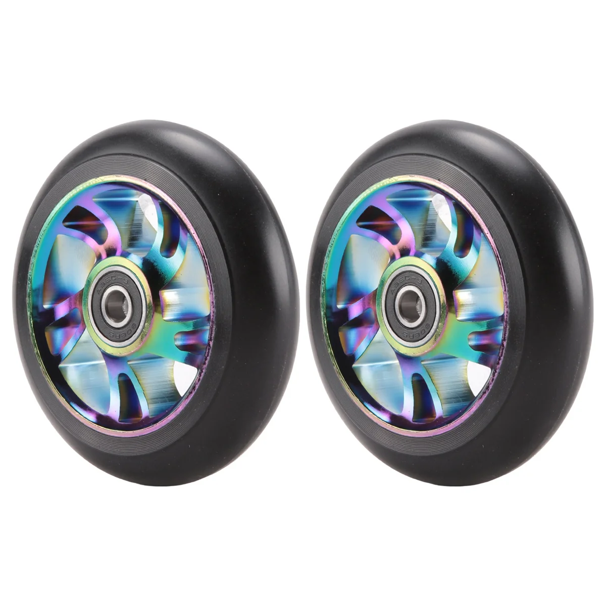 A03V 2 Pcs 100Mm Scooter Replacement Wheels with Bearing Stunt Scooter Pu Wheels for Rocking Cars, Extreme Cars, Scooters
