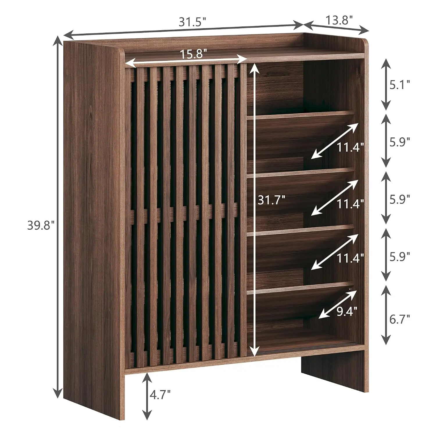 5-Tier Wooden Shoe Cabinet With Sliding Doors & Adjustable Shelf, Freestanding Organizer For Entryway & Hallway, Customized