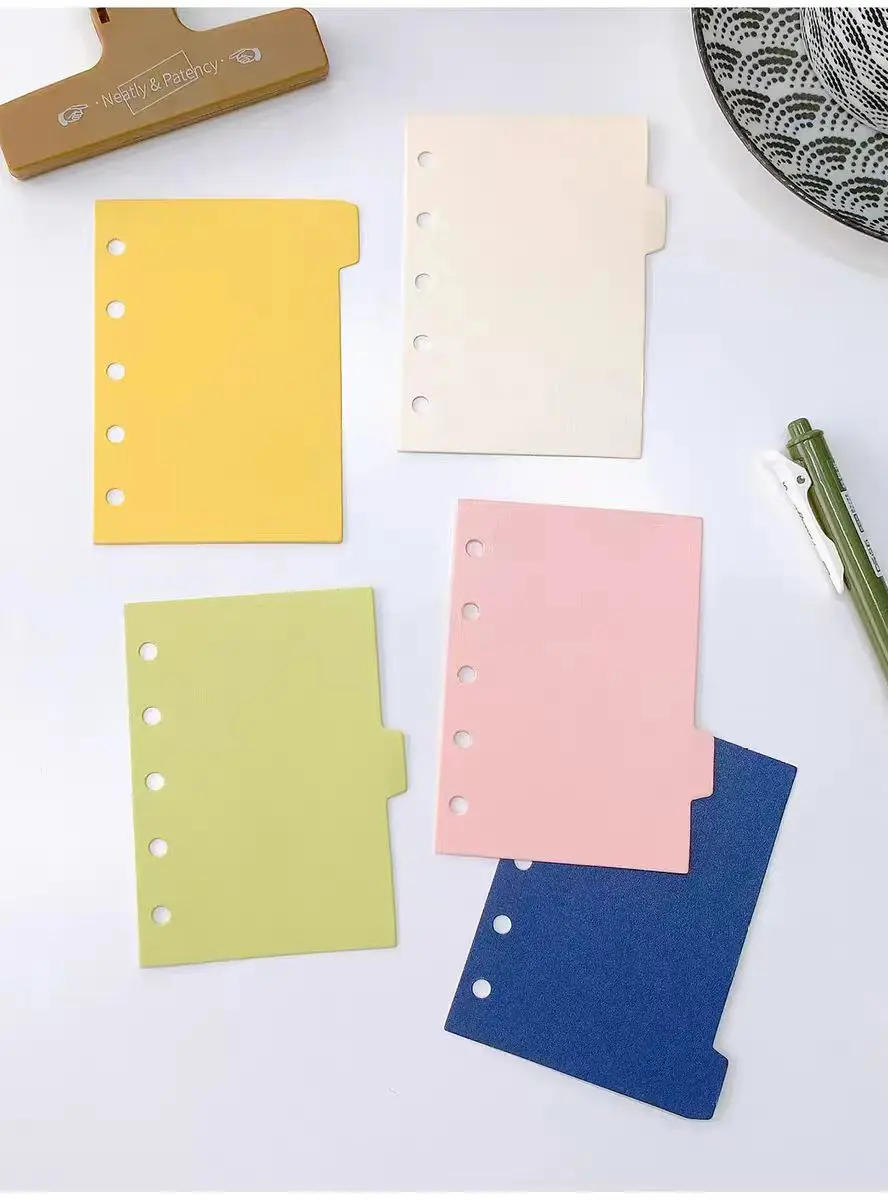 4Sheets Notebook Binder Loose-Leaf Seperator Divider M5 5-Hole File For Index Page Classified Lables For School Office