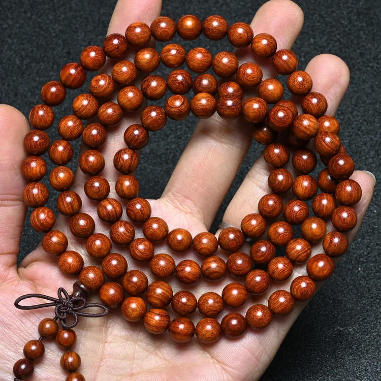 108 Natural Xiaoye Red Sandalwood Beads Bracelet for Couples Buddhist Prayer Beads Jewelry made of Rosewood & Purple Sandalwood