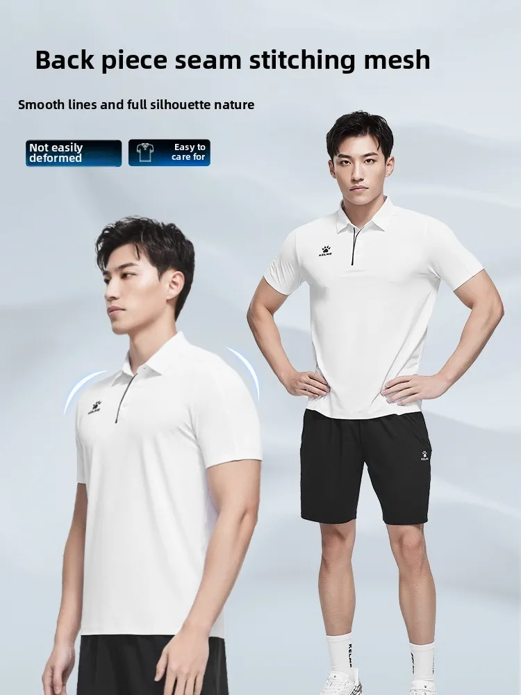 Kelme Herren Poloshirt Revers Wandern Sport T-Shirt Atmungsaktiv Casual Business Kurzarm Outdoor Camping Top