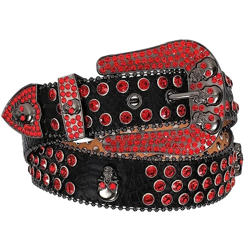 Fashionable Versatile Men's Skull Head Belt Diamonds Women's Clothing High-end Feel Cropped Studded Y2k Cross-border Belt