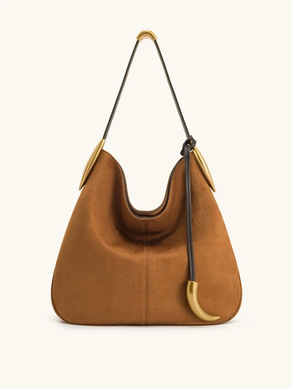 

JWPEI Nina Suede Armpit Bag Large Capacity Tote, Solid Color Retro Purse with Exquisite Maillard Stitching Handbag Women