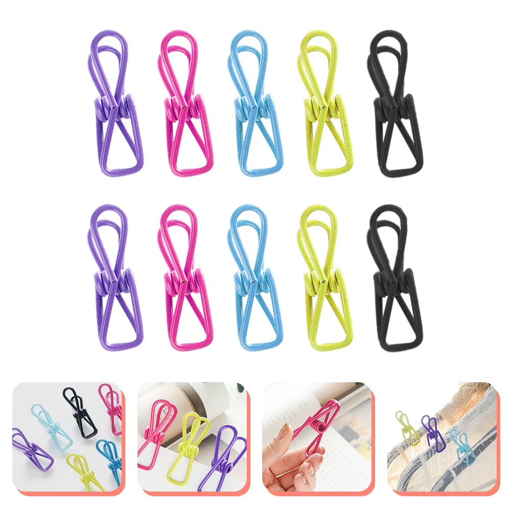 

10 Pcs Wire Sealing Clip Chip Clips Coat Rack Freestanding Metal Windproof Hanger