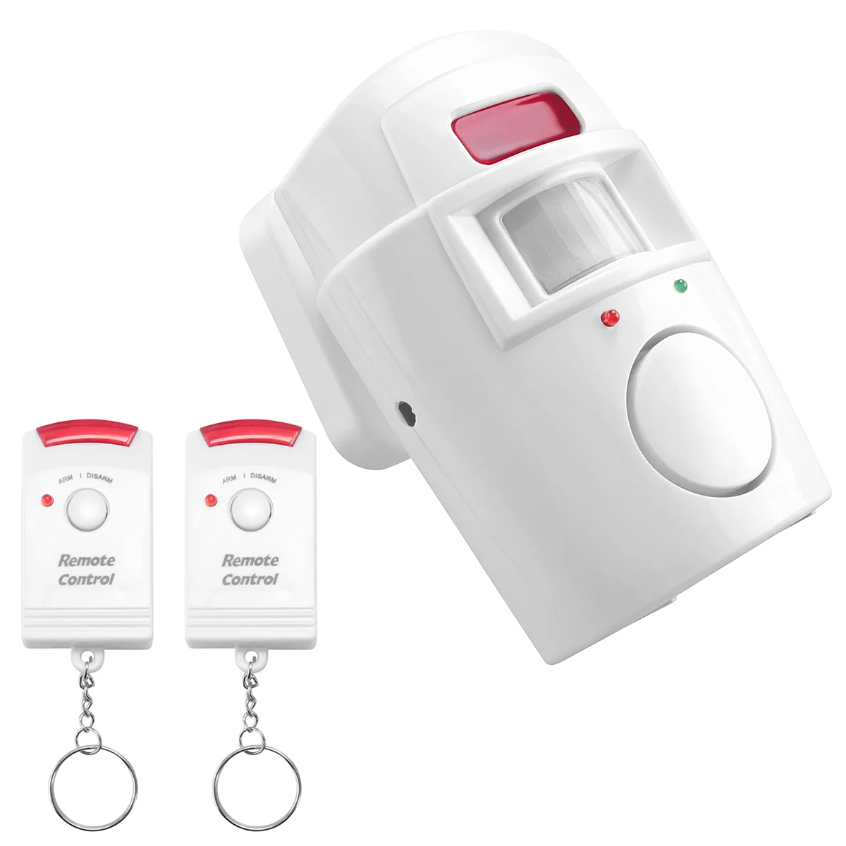 Alarma con sensor de movimiento por infrarrojos: alarma antirrobo con 2 mandos a distancia, adecuada para el hogar/garajes/lojas