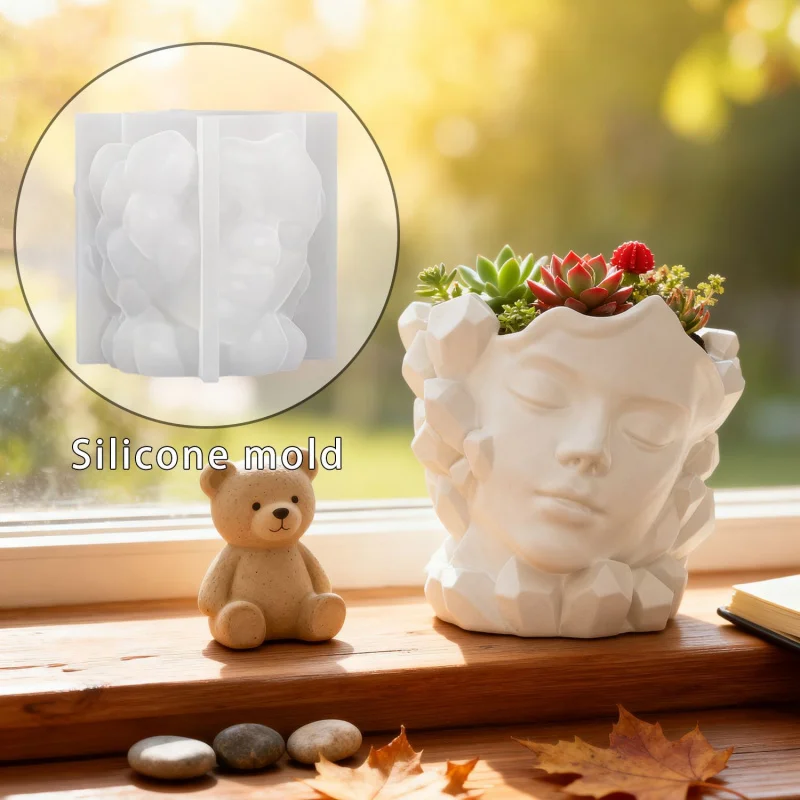 

Diy хрустальный цветочный горшок для лица, художественные украшения, силиконовая форма, гипсовые украшения, эпоксидные абразивные инструменты