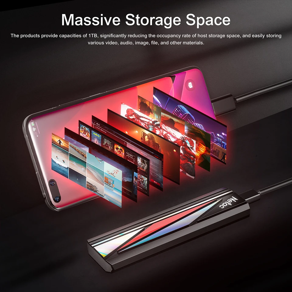 Netac 1TB External SSD Speed Up to 2000MB/s Portable SSD 256GB