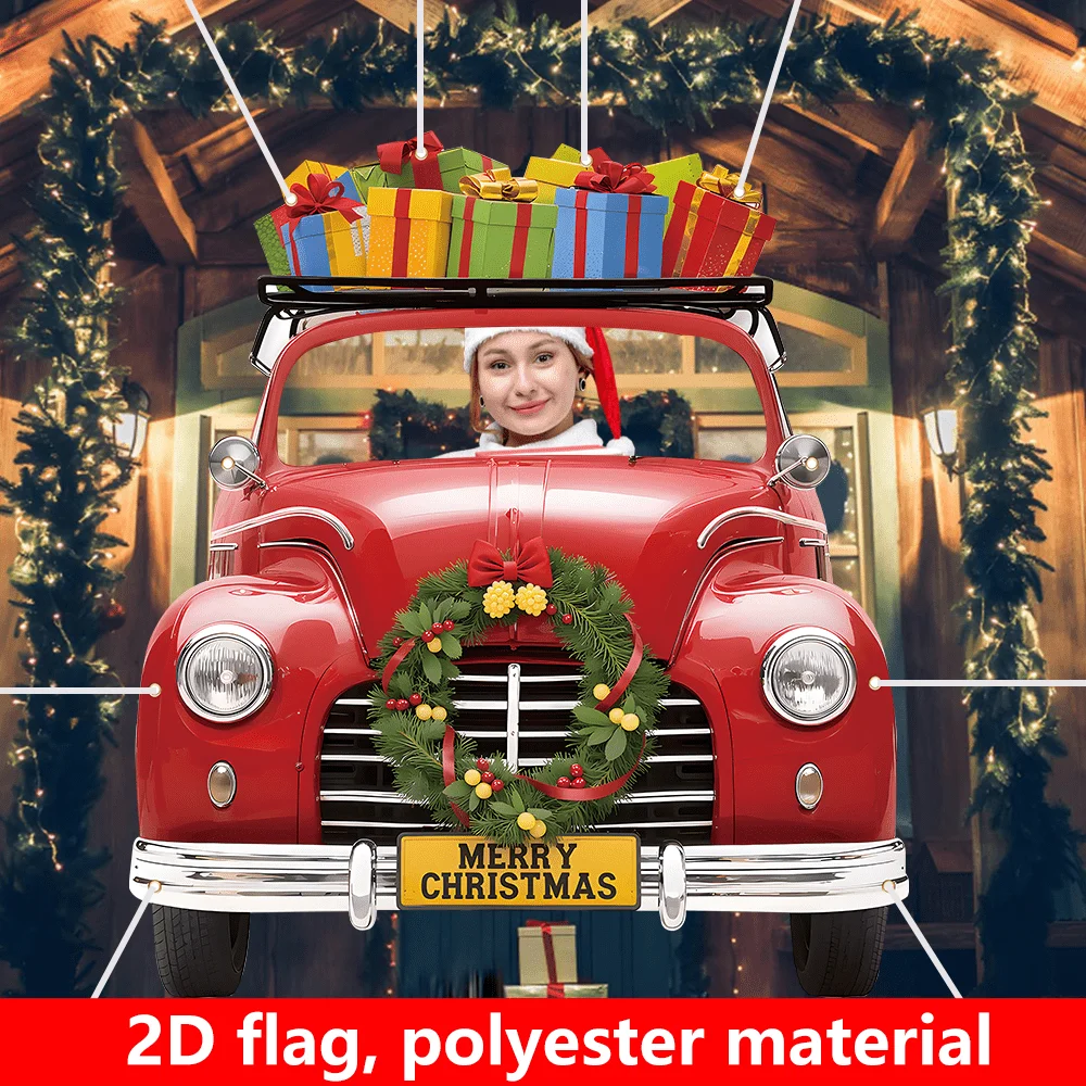 

1pc Large 2D FLAT Party Festive Backdrops & Banners, Photo Booth Props, Christmas Party Decoration Banner - Vintage Car-Shape