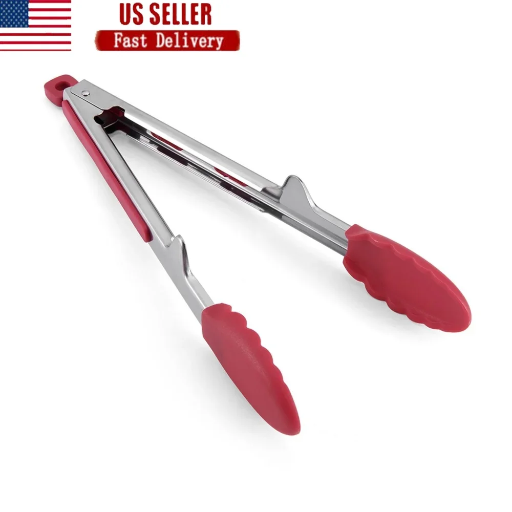 

13.4 Inch Soft Grip Nylon Tongs Stainless Steel Heat Resistant Cooking Utensils Nonstick Dishwasher Safe Kitchen Tools