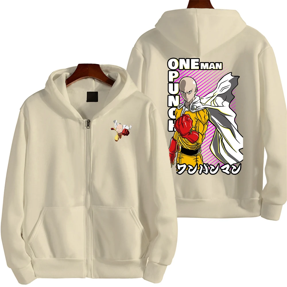 One Punch Man Cartoon Zipper Hoodie New Anime Women Sweatshirt Spring Autumn Casual Couple Jacket Coat