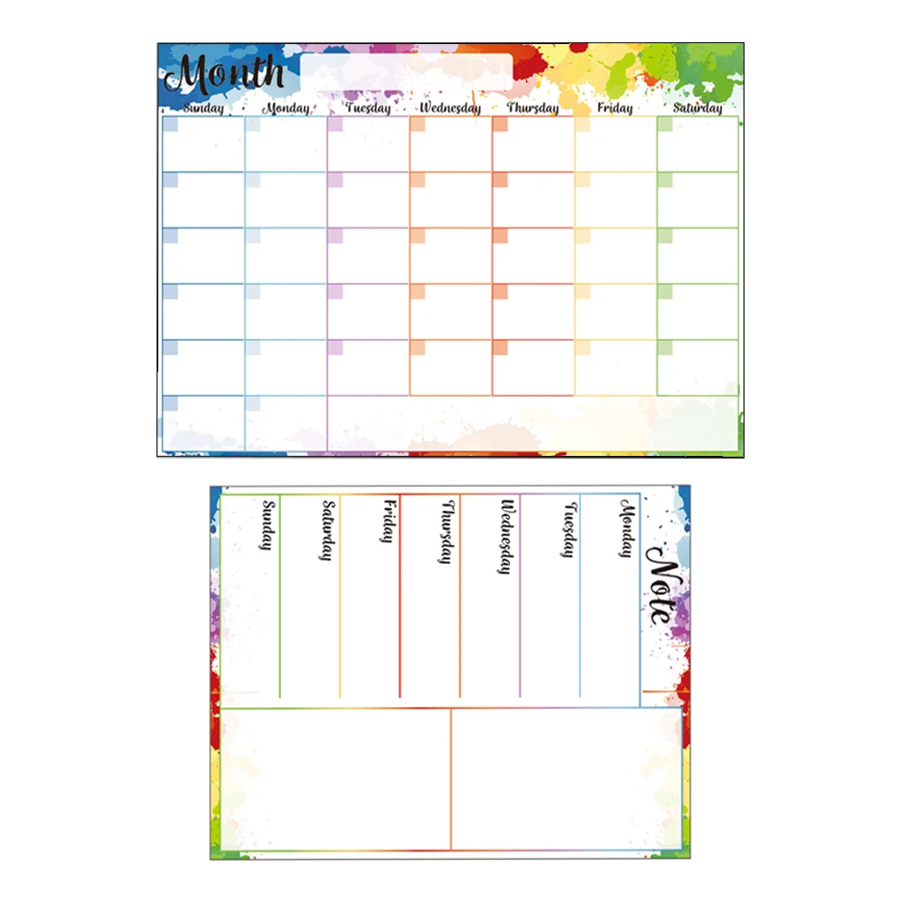 

2pcs Magnetic Whiteboard Dry Erase Calendar Planner Reusable Monthly Weekly Board for Fridge Kitchen Office Wall