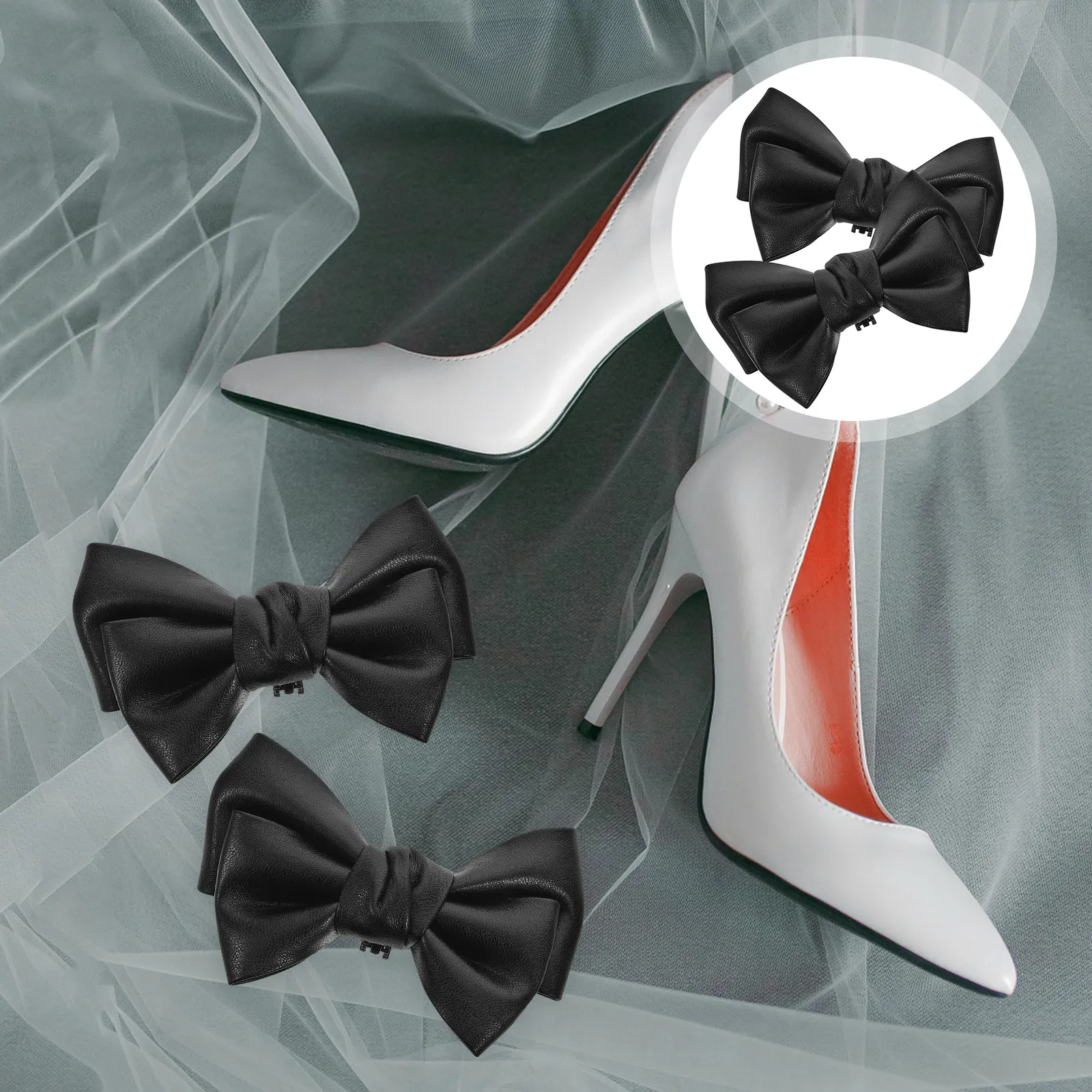 2Pcs Bow Knot Shoe Buckles Removable Shoe Clips Wedding Shoes Decoration Pumps Heels Flats Accessories