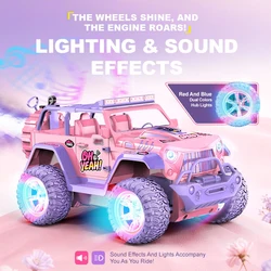 1/16 4WD Rc Car with Led Lights 2.4G Radio Remote Control Princess Car Buggy Off-Road Truck Girl Kid Game Toy Gift for Children