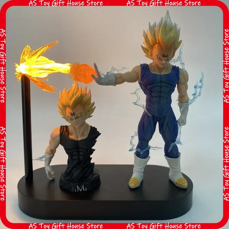 Dragon Ball Majin Vegeta leuchtet mit Licht, Sammlermodell, Spielzeug, handgefertigte PVC-Actionfigur, Desktop-Display, Geschenk für Anime-Fans