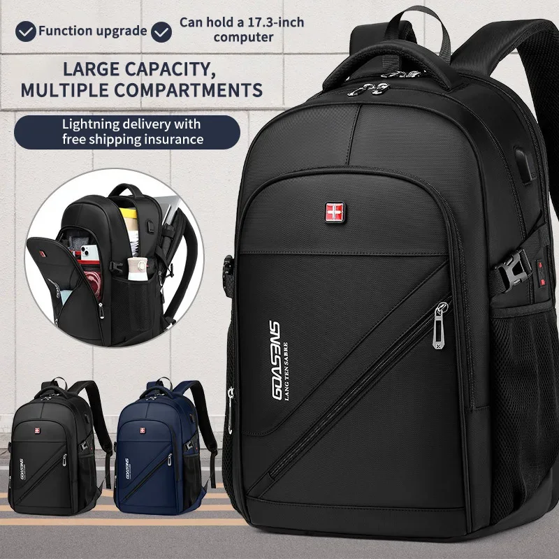 Mochila masculina para laptop de 15.6/17.3/19 polegadas multifuncional mochila de negócios grande capacidade oxford bolsa de viagem à prova d'água