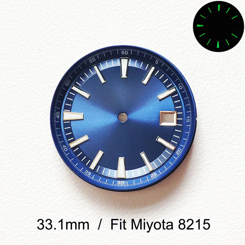 Miyota 8215 Sterile Dial Modified By V&C 4500V/110A Watch Dials 33.1mm Custom S Logo DIY Logo Green Luminous Watch Accessories