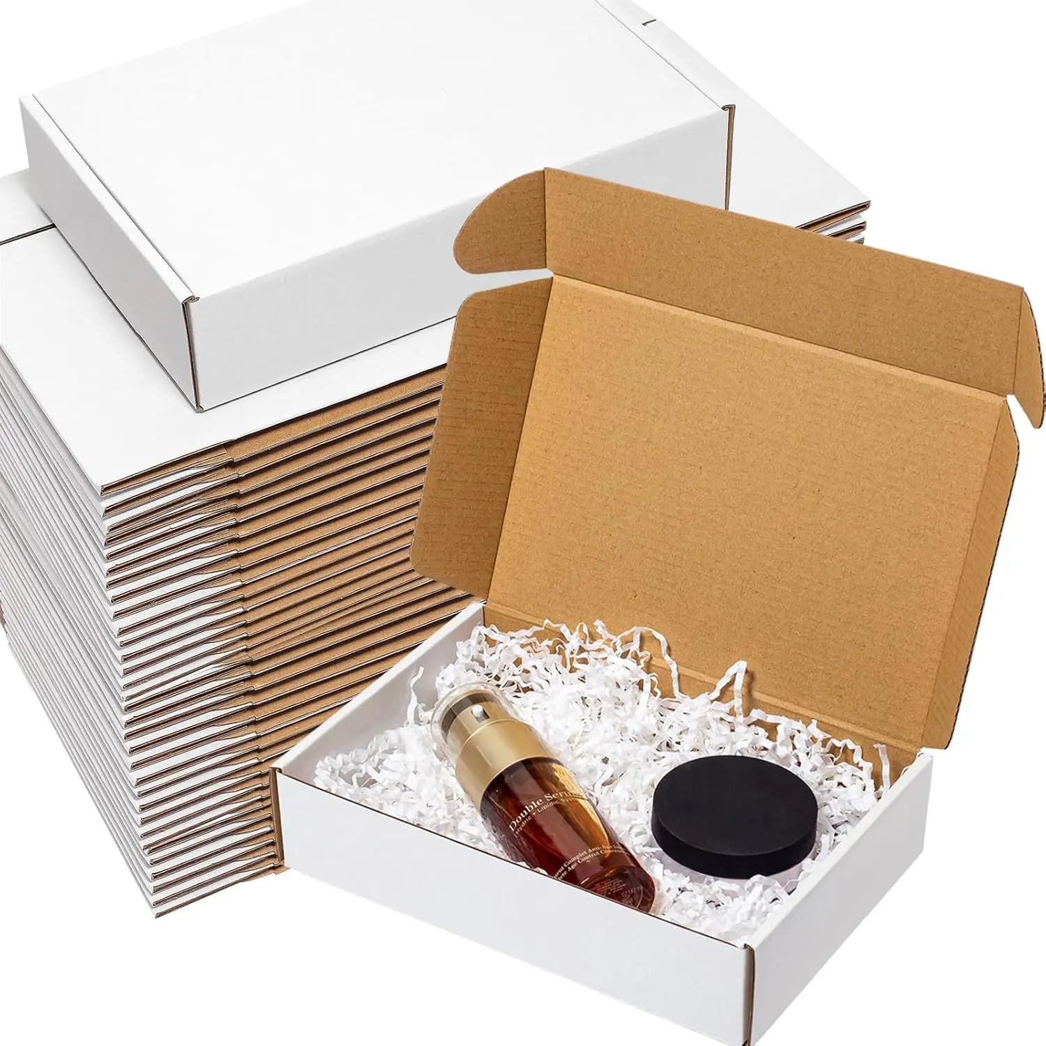 

Shipping Boxes 9x6x2" 60 Pack - White Corrugated Cardboard Mailing Box for Small Business