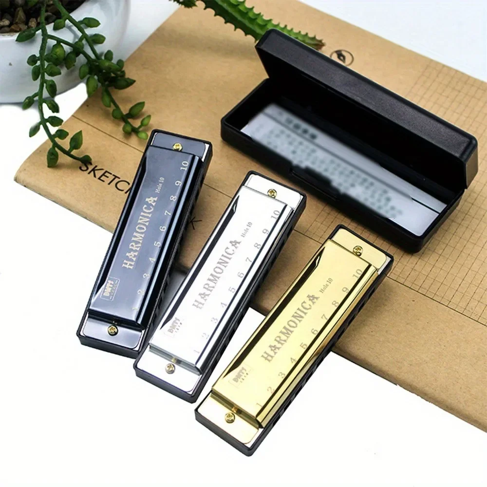 

Harmonica Key of C 10 Hole Chromatic Harmonica C with Case for Beginner Students Kids Gift with Case