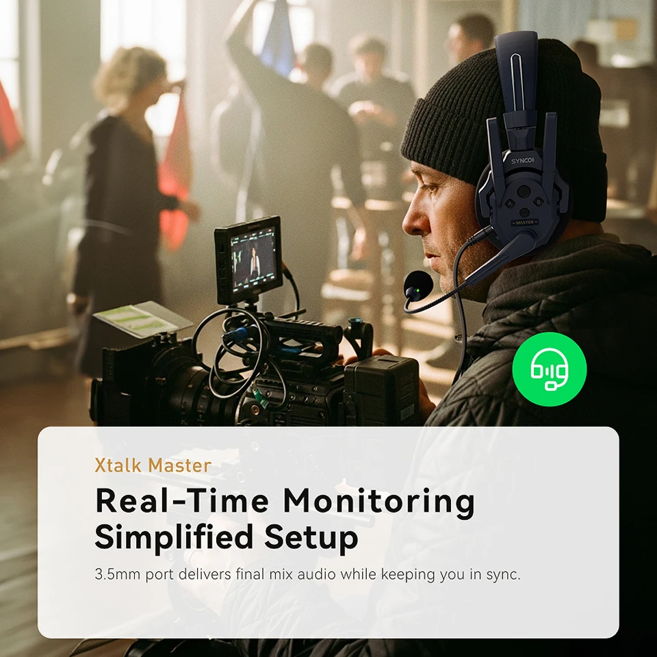 Synco Xtalk Master Digital 2.4G Masterfree 8-Personen-Gegensprechanlage, 500 m Reichweite, Pro-Sound mit lokaler Überwachung, kabelloses Headset