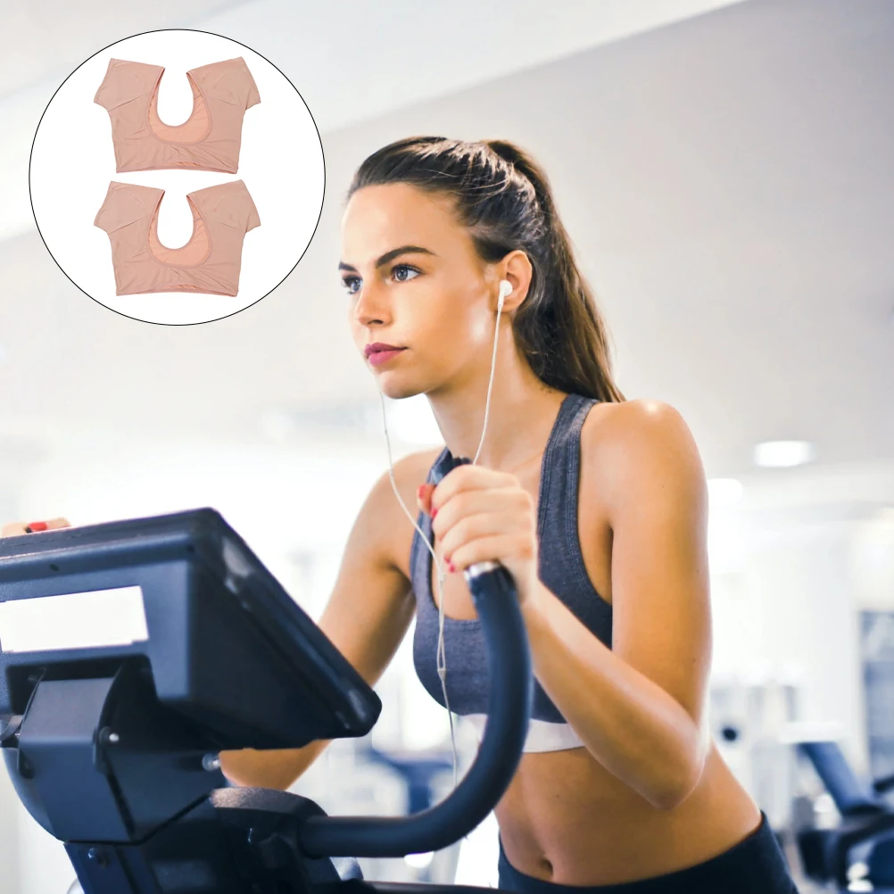 

2pcs Underarm Sweat Absorbent Vests Breathable Skin Color Polyester Pads Guards For Women Summer Jogging Exercise Clothing