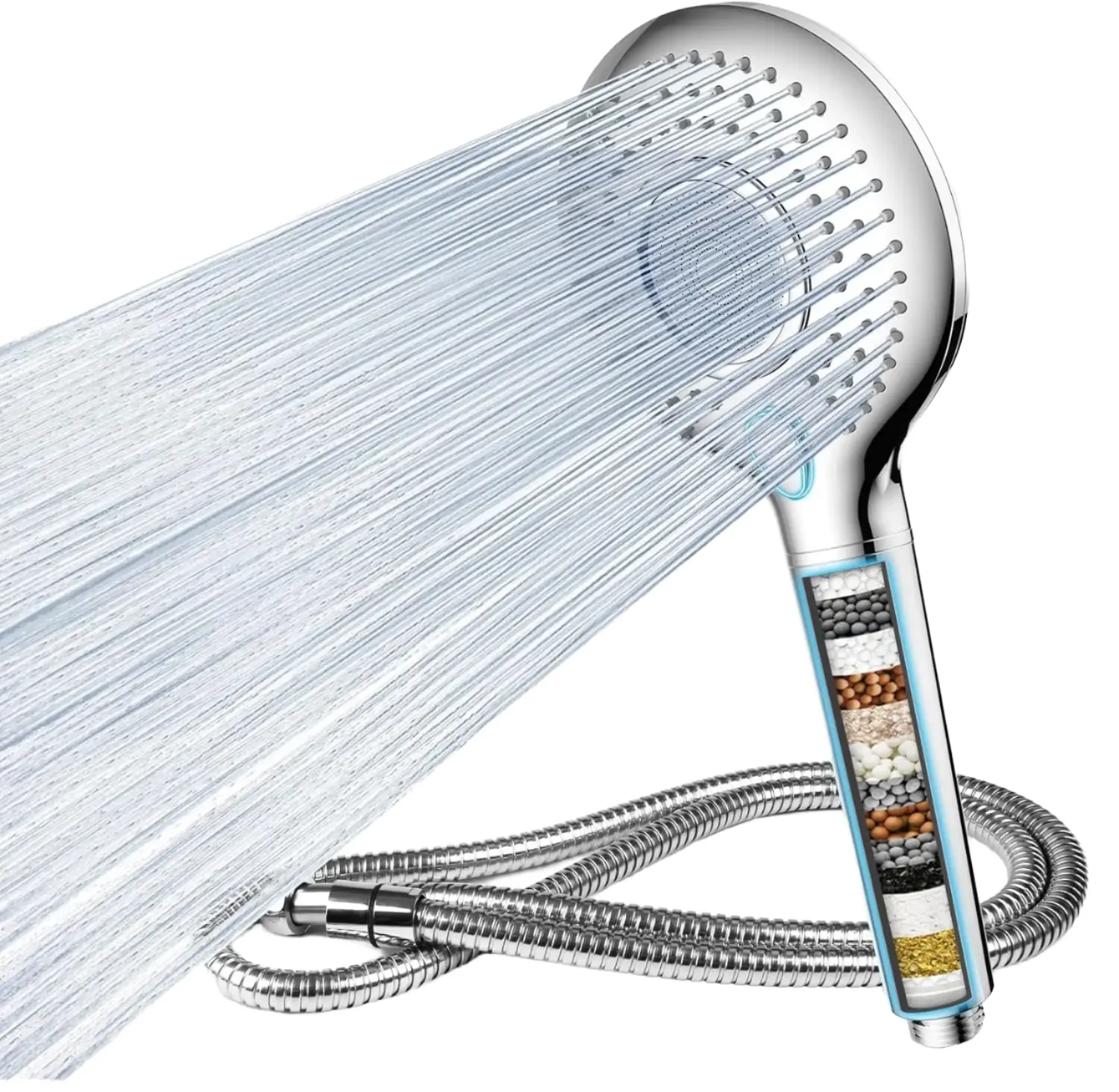 

Ручная душевая лейка высокого давления с 3 режимами распыления и кнопкой управления, с фильтром, для ванной комнаты