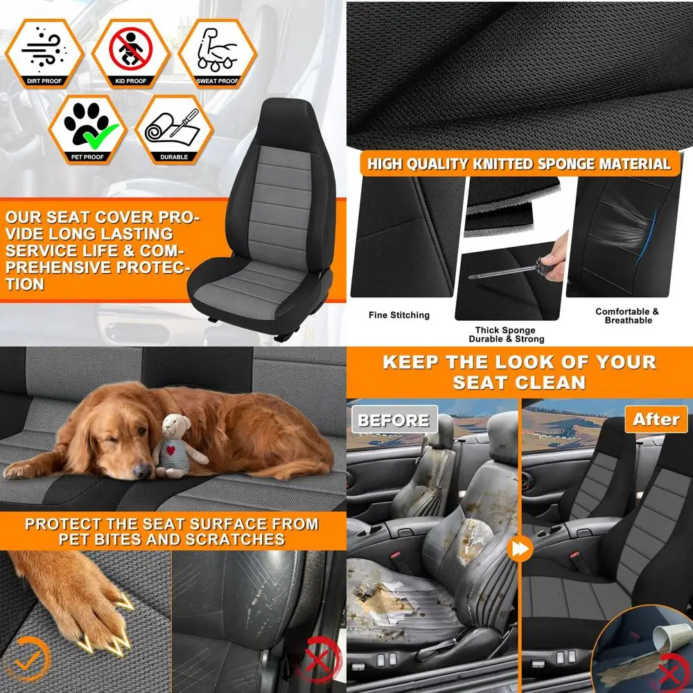 

Front and Rear Seat Covers Compatible with 1982-2002 Pontiac Firebird/Trans Am, The Rear Part is A Solid Backrest with Two Botto