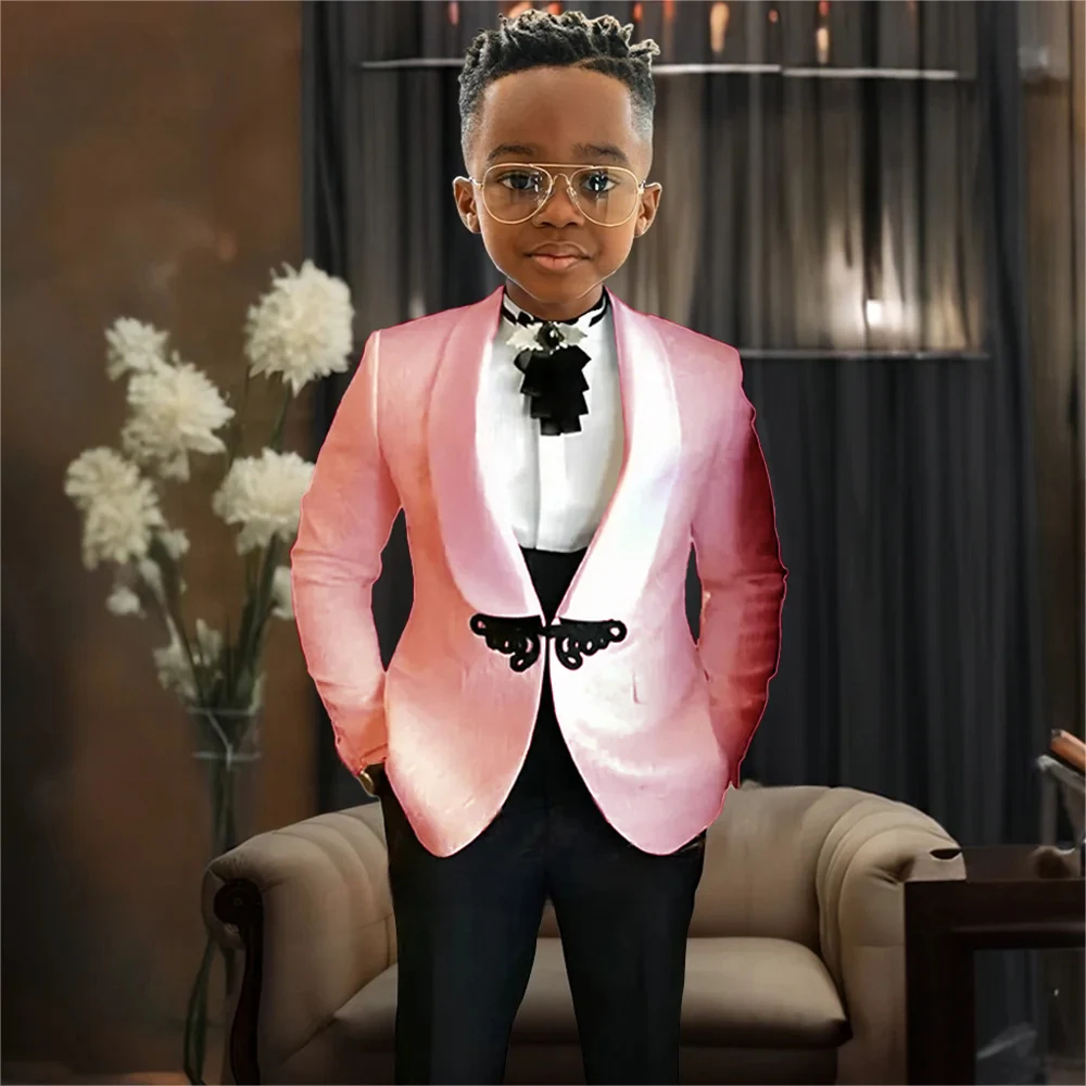 

Formal Boys Suit For Wedding Royal Blue Floral Party Blazers Vest Pants Outfit Kids Costume Gentlemen Teenager Prom Tuxedos Set