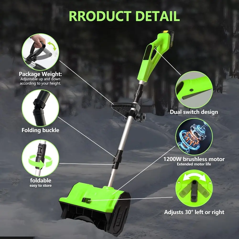 2026 جديد 13 بوصة مجرفة ثلج كهربائية لاسلكية تعمل بالبطارية، بطارية 48 فولت 4.0 أمبير منفاخ ثلج لاسلكي مع بطارية وشاحن، El #3