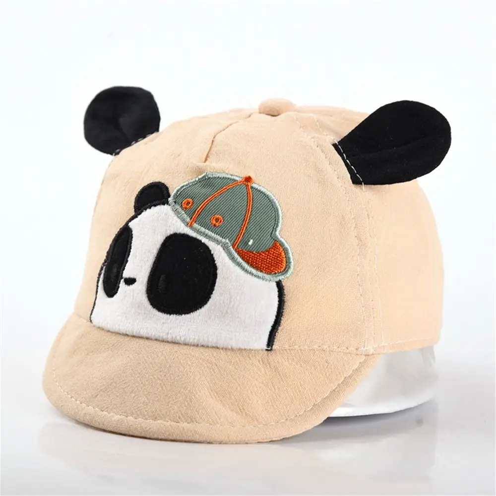 Gorra de béisbol con protección UV para bebé, gorro fino, transpirable, suave, de algodón, parasol de Panda de dibujos animados