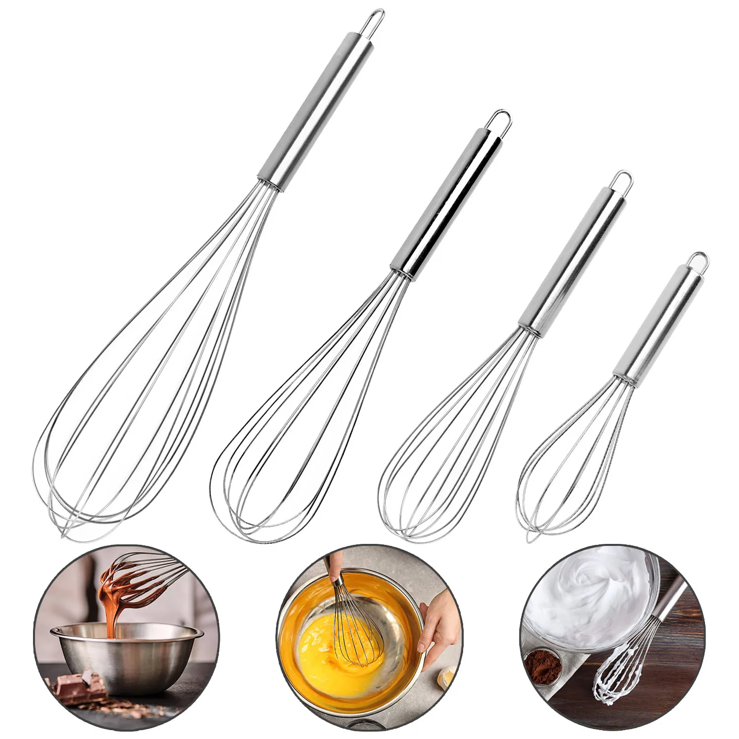Batedores para Cozinha, Ferramenta de Bater, Conjunto de Batedores de Metal para Utensílios Antiaderentes, Batedor de Ovos Tipo Balão, Para Bater, Mexer, Espumar e Agitar
