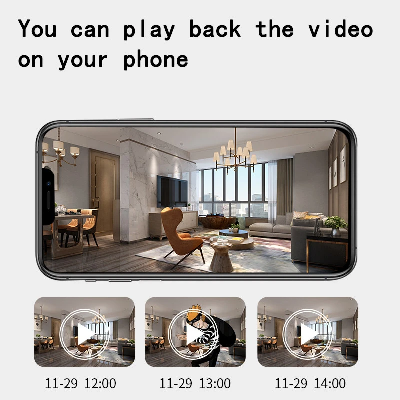 WiFi Mini Camera 1080P HD Remote Monitoring Camera with Memory Card Recording Adjustable Lens for Home Security Surveillance