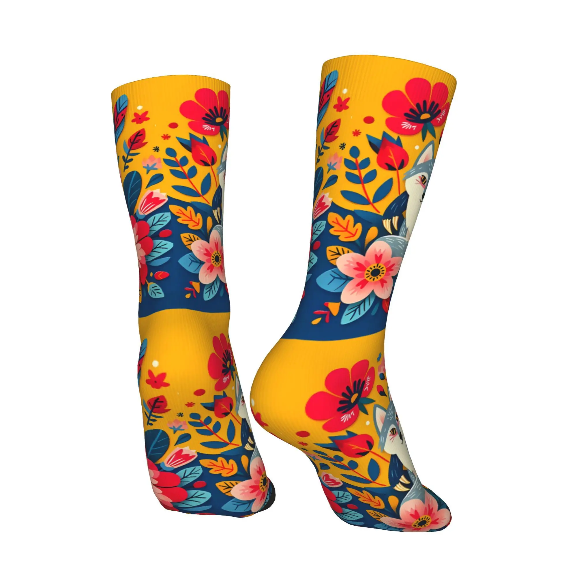 スカンジナビアの民俗芸術ナマケモノの靴下プリントマンポリエステルファッション