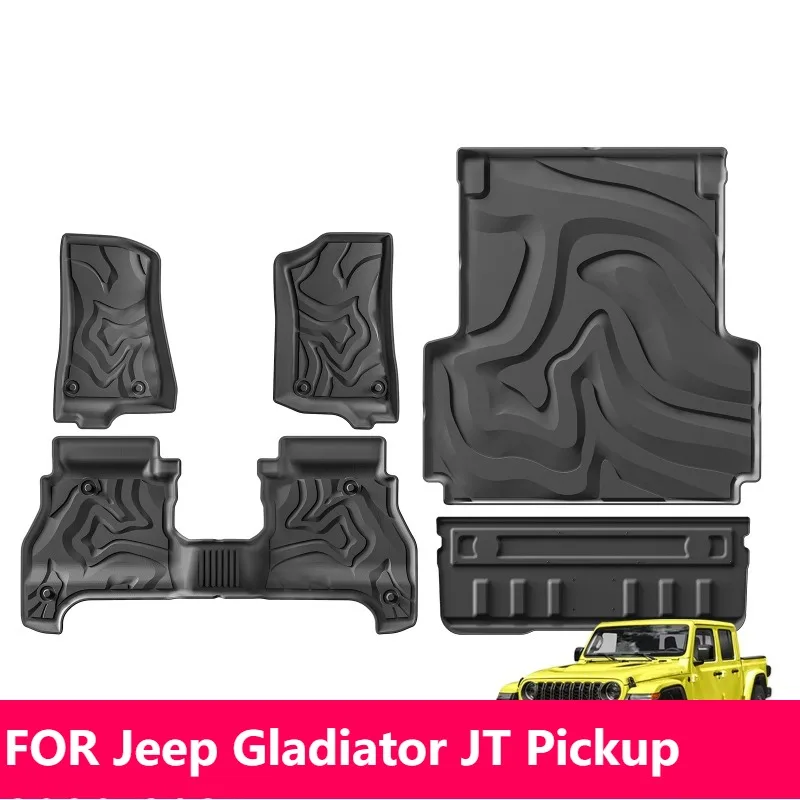 

Для Jeep Gladiator JT Pickup 2020-2024 TPE 3D коврик для грузовика, всепогодный напольный коврик, черный, 5 футов, левый руль